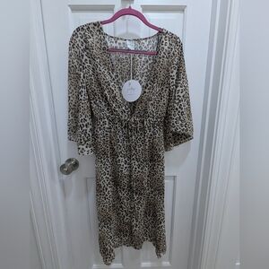 Princess Polly Elkton Kimono Leopard Print Swim Coverup Size US 6